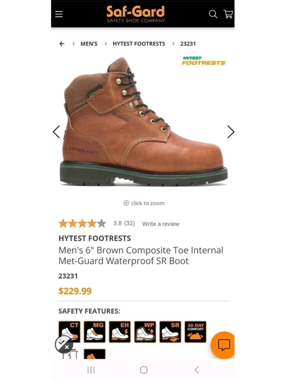 HYTEST FootRests K23231 Men’s 14 3E Composite Met Guard Waterproof Work Boot NEW